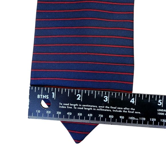 Elizabeth Nell Blue Silk Striped Tie With Red Detail Classic Necktie Made In USA - Picture 8 of 8